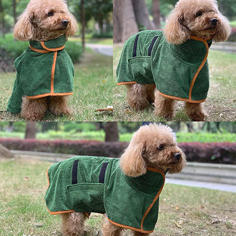 NNEDSZ L Grey Pet Dog Quick-Dry Bathrobe - Absorbent Towel Robe for Medium and Large Dogs